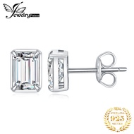 JewelryPalace Moissanite D Color 1.6ct/pair(0.8ct /each side) Emerald Cut 925 Sterling Silver Stud E