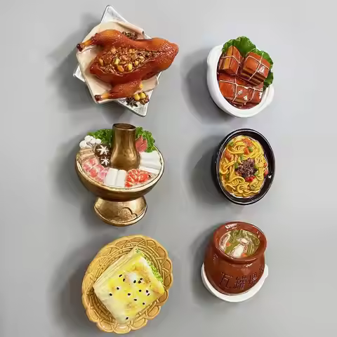 Creative 3D Food Fridge Magnets Cute Chinese Food Kitchen Fridge Magnet Sticker Home Decor 3D Resin 