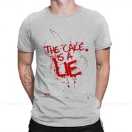 Portal 2 GLaDOS Tshirt The Cake Is A Lie Crewneck Cotton Men Shirts Round Collar Clothing Original S