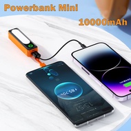 Mivok Powerbank Mini 5000MAh Portable Miniso Built-in lampu LED Micro Type-C Usb Android Cable Data