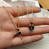 Sweet 2Pcs Fashion Couple Necklace For Women Men Lovers Trendy Key Pendant Link Chain Heart Necklace
