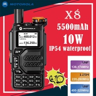 Motorola X8 Walkie Talkie 10W AM/FM 5500mAH Dual Band VHF/UHF One-Click Frequency Measurement 200ch 