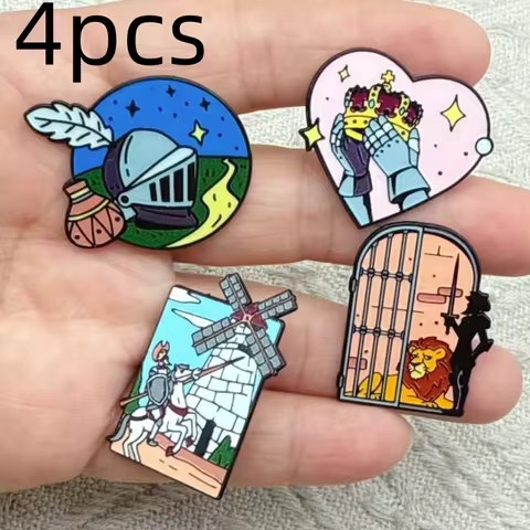 4pcs Anime Enamel Pin Fairy Tales Brooch Pines Lapel Pins Badge on Backpack Costume Accessories Cart