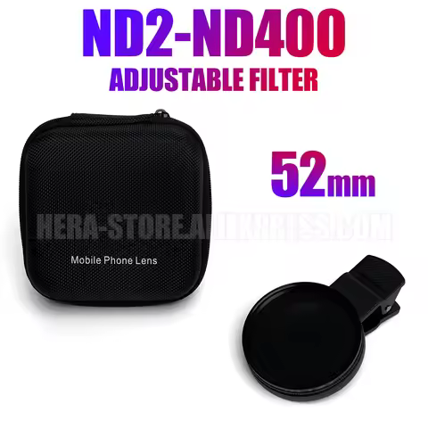 52MM Universal Portable ND Filter ND2-ND400 Professional Neutral Density Lens for iPhone Mobile Smar