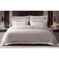 Mocof 5-In-1 Luxury Tencel Khaki Ivory Line Bedsheet - Queen / King / Super King 1600TC