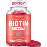 Biotin Gummies for Hair Growth | Max Strength Biotin 10000mcg Prevents Thinning and Loss | Chewable 