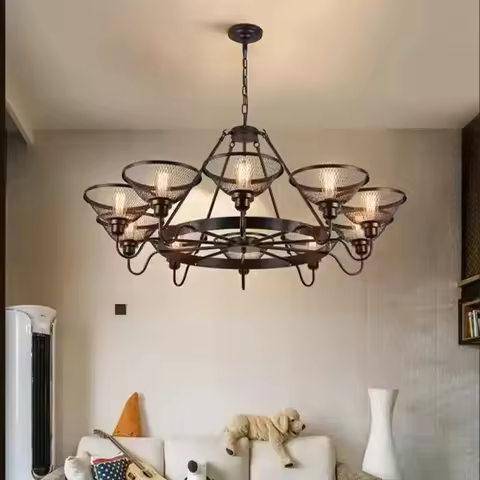 Vintage Bar Theme Restaurant Iron Pendant in American Countryside Including Light Bulbs ST64 Bulb