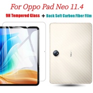 For Oppo Pad Neo 11.4inch 2024 OPD2302 OPD2303 Pad Air2 1 Set = Back Rear Carbon Fiber Film Sticker + Clear Front Tempered Glass Screen Protector Film