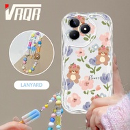 VRQR Dây buộc Kem + Hoa Vỏ điện thoại gợn kem cho Realme Note 60 Note 60x Narzo N61 Note 50 C53 C51