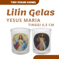 LILIN 6 CM PRAYER GLASS CANDLE (YES) – LONG LIGHT UP ±20 HOURS, THICK, STURDY GLASS SPIRITUAL CANDLE