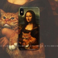 歐美風蒙娜麗莎油畫貓咪橘貓手機殼適用于k30至尊版x9plus蘋果