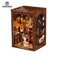 [SONONIA] DIY Book Nook Detailed Interior Miniature Library Scene Press Switch Library Book Nook for