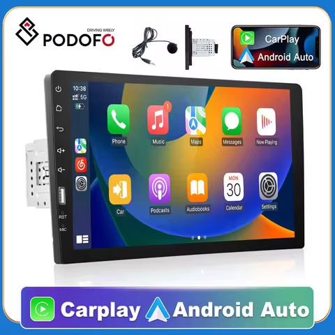 Podofo 1 din Car Radio HD Autoradio Multimedia Player Touch Screen Car Stereo MP5 FM Bluetooth USB C