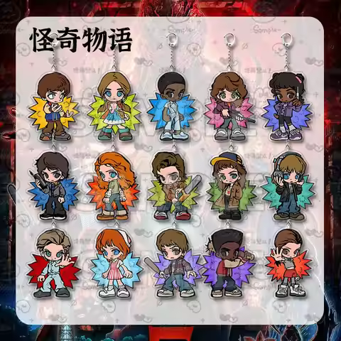 ForStranger 5 Merchandise Eleven & Mike Wheeler Chibi Character Keychain Acrylic Bag Charm Key Ring 