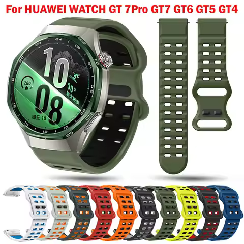 22mm Breathable Silicone Watchband For Huawei Watch GT 7 GT7 Pro GT6 GT6Pro GT5 GT5Pro GT4 GT4Pro GT