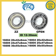 Ball Bearing 16001 16002 16003 16004 16005 16006 ZZ metal shield OPEN no shield