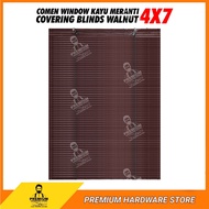 COMEN Wooden Outdoor Blind 4 Feet x 7 Feet (Walnut) Balcony Roller Curtain Shade Wood Blinds Bidai K