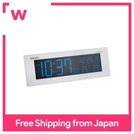 Seiko clock table clock 02: White pearl Body size: 7.3 × 22.2 × 4.5 cm Alarm clock Electric wave Digital AC type color liquid crystal DL305W