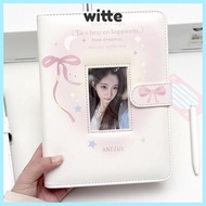 WITTE 1pc Photo Card Binder, PU A5 3-inch Photocard Holder, Sweet Bow Star Patterns Loose-leaf Photo