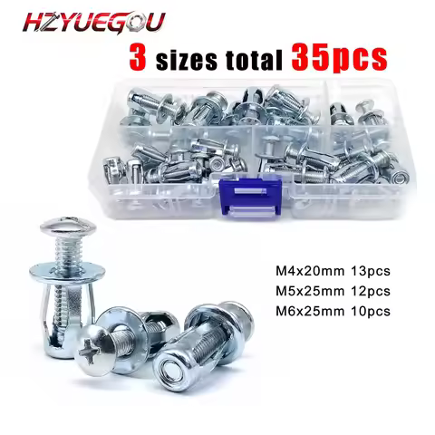 HZYUEGOU 35pcs/box Jack Nut Expansion Rivets Nut Screw Bolt Mix M4 M5 M6 Kit for Hollow Wall Iron Sk