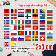 Europe 2X3 cm European Country Cheek Sticker, Country Face Sticker