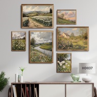 Canvas Painting Nature Theme Spring Flowers HD037 - Vintage Style Wall Painting with Flower Field Pa