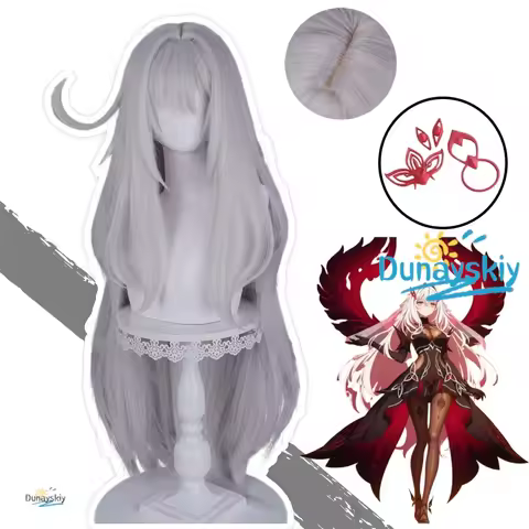Ronova Genshin Impact Ruler of Death Cosplay Costume Silver Wig Red Headwear Cos Props Halloween Fes