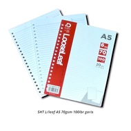 LOOSE LEAF A5 BINDER NOTE Paper 20 Holes 100 Lines