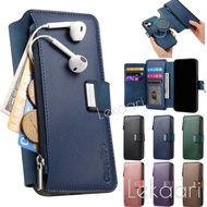 Luxury Zipper Flip Casing for V40 V30e V30 V29e V29 V25 V25e V27 IQOO 12 11 Z8x Neo 8 7 Pro Lite Det