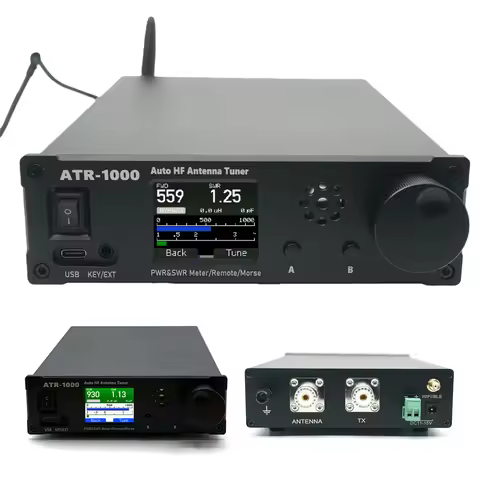 AMNVOLT ATR1000 1000W 1.8-30MHz Automatic Antenna Tuner 1.8In TFT Screen Antenna Auto Tuner 3 Modes 