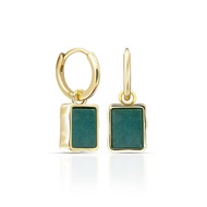Amazonite Square Gold Earrings - Square Amazonite Gold Earrings