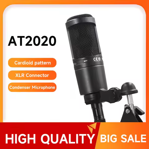 AT2020 Professional Condenser Microphone with High Sensitivity and Low Noise for Music Production an