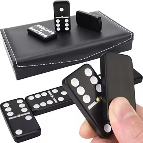 Dominos Set for Adults and - Dominoes - Domino Classic Board Games, Christmas Games Double Six Stand
