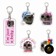 Keychain, Standee Model Meme Im Just A Girl Sad Hamster Study Desk Decoration