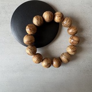 【圓珠重油款】虎斑野生印尼黃土沉香單圈手串16mm/14子