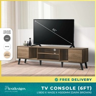 TV Console 4ft / 6ft TV Cabinet 180/ 120cm Media Storage Soft Closer Flexidesignx KEPPEL