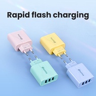 Macaron Color EU Standard Fast Charger 3 Ports USB  Mobile Travel Charger For iPhone Samsung Plug Charging Universal Adapter