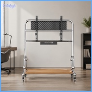 phenovo Sturdy Freestanding Mobile TV Stand with Storage Shelf Long-Lasting Stainless Steel Frame TV