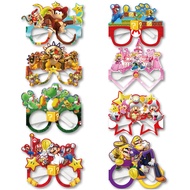 8pcs Super Mario Bros Party Glasse Cosplay Props Yoshi Bowser Wario Toad Anime Peripherals Paper Glasses Kids Party Supplies
