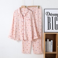 100% Cotton Gauze Summer Womens Pajamas Love Print Pajamas 2025 Spring Womens 2-piece Pajamas