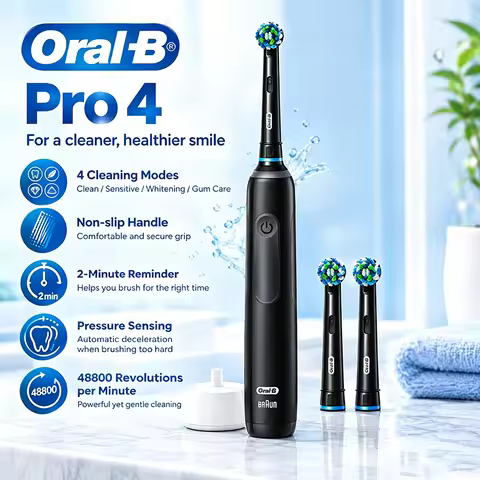 Oral-B Pro4 Electric Toothbrush 4 Modes Pressure Sensor 2 Minute Timer Rechargeable Smart Toothbrush