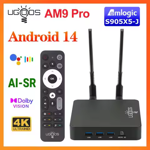 2026 UGOOS AM9 PRO TV BOX Android 14.0 Media Player Amlogic S905X5-J LPDDR5 Supoprt AI-SR 4K HDR WiF