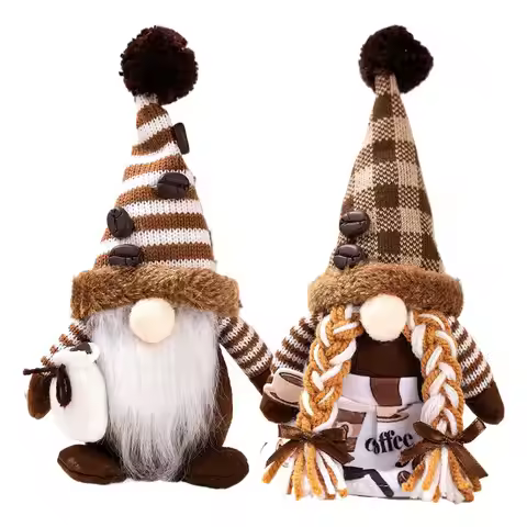 1/2pcs Christmas Plush Coffee Gnome Coffee Bar Decoration, Handmade Swedish Gift Farmhouse Plush Chr