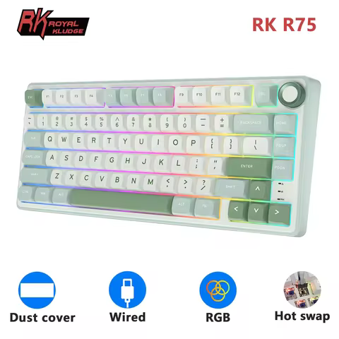 RK Royal Kludge R75 Gasket Wired Mechanical Keyboard 80 Keys RGB Backlit Hot-swappable Spanish Gamer