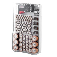 Battery Organizer Storage Case with Hinged Clear Cover Removable Battery Tester Holds 93 Batteries f