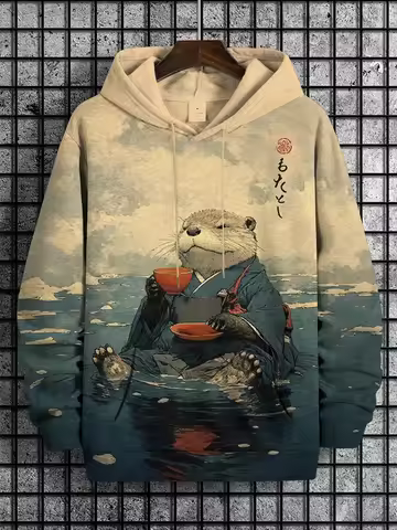 Y2K Japanese Art Men's Hoodie 3d Frog Print Hooded Sweatshirts Pop Men Clothing Oversized Street New