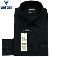 Viettien - Áo sơ mi nam công sở dài tay màu đen form regular - Đen