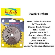 MATA OwelTeknik9 - Plywood Saw Blade 4"x24T CPT 100%Nasional Original/ Circular Saw Blade 4x24T/TCT 