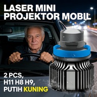 MINI LASER CAR PROJECTOR H9 H11 9006 PAIR YELLOW WHITE FOGLAMP CONTENTS 2 PCS