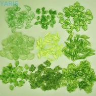 YARIS 30pcs Green Transparent Leaf Shape Beads, Leaf Shape Green Green Acrylic Leaf Beads, Transpare